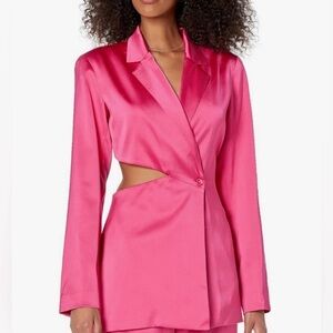 Hot Pink Cut-Out Waist Women's Blazer